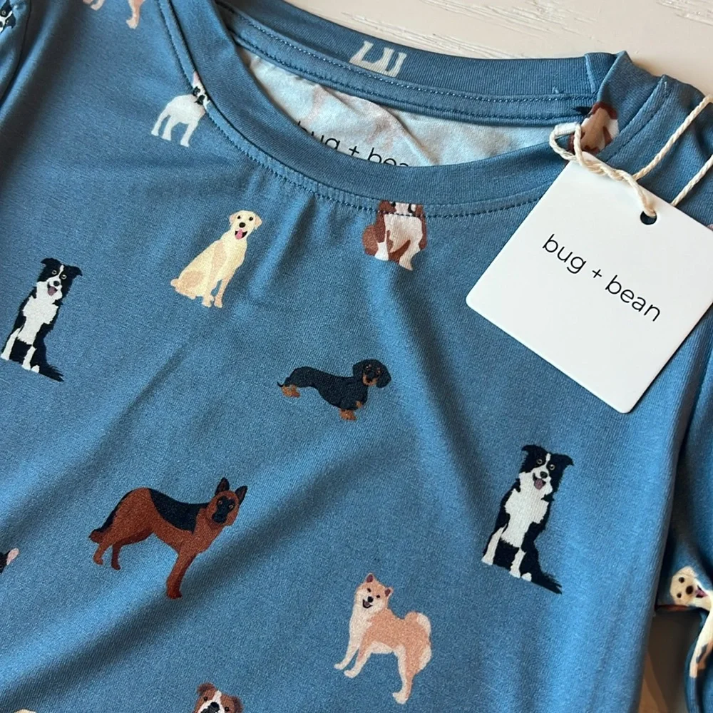 Bug + Bean Blue Dogs Bamboo Pajama Set 3T  6